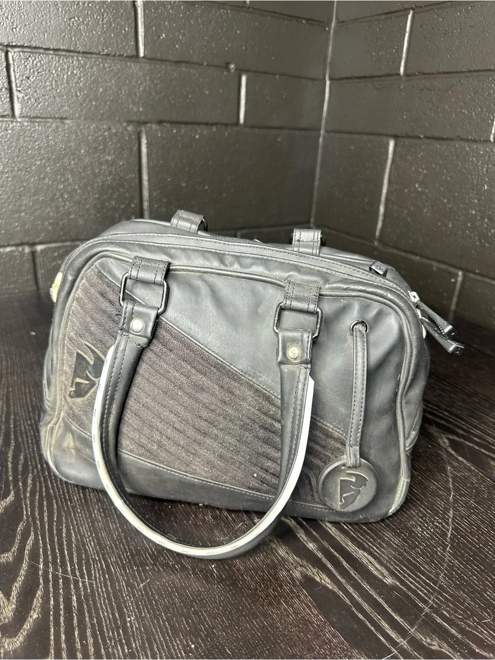 Thor brand - Black Logo Script Top-Handle Bag w White Accents - Purse